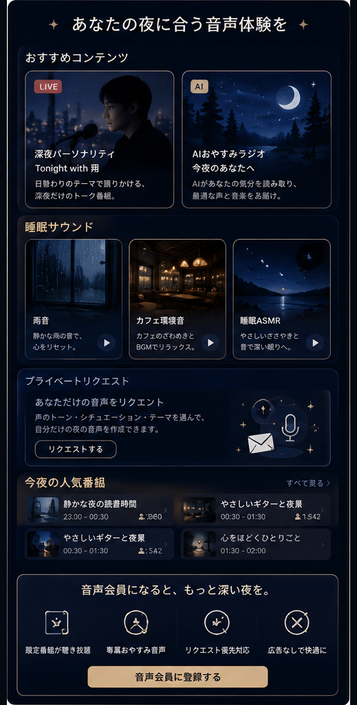 深夜音声と睡眠サウンドの紹介画像